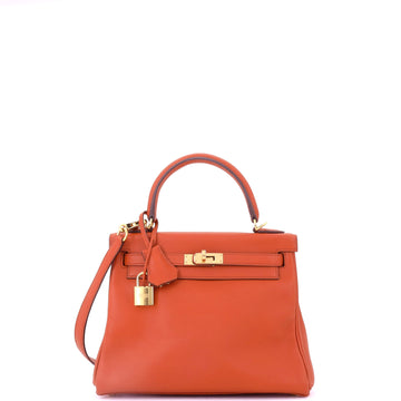 Hermes Kelly Handbag Orange Swift with Gold Hardware 25