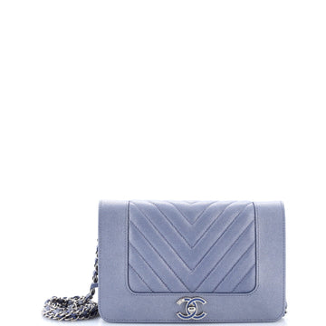 Chanel Mademoiselle Vintage Wallet on Chain Chevron Iridescent Caviar