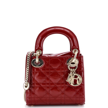 Christian Dior Lady Dior Chain Bag Cannage Quilt Patent Mini