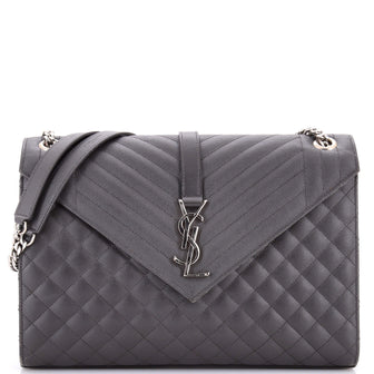 Saint Laurent Classic Monogram Envelope Satchel Mixed Matelasse Leather Large
