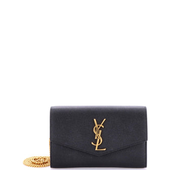 Saint Laurent Classic Monogram Wallet on Chain Leather Small