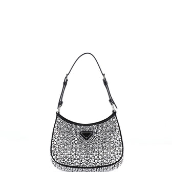 Prada Cleo Shoulder Bag Crystal Embellished Satin Small