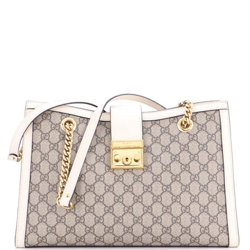 Gucci Padlock Chain Tote GG Coated Canvas with Leather Medium