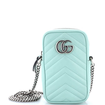 Gucci GG Marmont Vertical Phone Crossbody Bag Matelasse Leather Mini