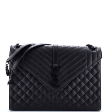 Saint Laurent Classic Monogram Envelope Satchel Mixed Matelasse Leather Large