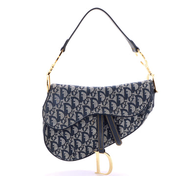 Christian Dior Vintage Saddle Bag Diorissimo Canvas Medium