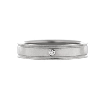 Tiffany & Co. Essential Band Double Milgrain Ring Platinum and DIamond