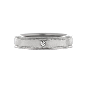 Tiffany & Co. Essential Band Double Milgrain Ring Platinum and DIamond