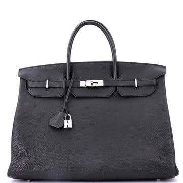Hermes Birkin Handbag Black Togo with Palladium Hardware 40