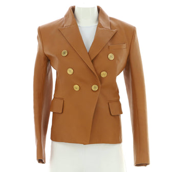 Balmain Women's Double Breasted Blazer Leather
