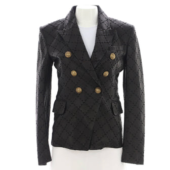 Balmain Women's Double Breasted Blazer Leather