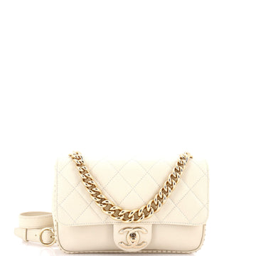 Chanel Chain Handle CC Flap Bag Quilted Caviar with Studded Detail Small