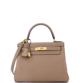 Hermes Kelly Handbag Brown Evercolor with Gold Hardware 28