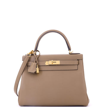Hermes Kelly Handbag Brown Evercolor with Gold Hardware 28