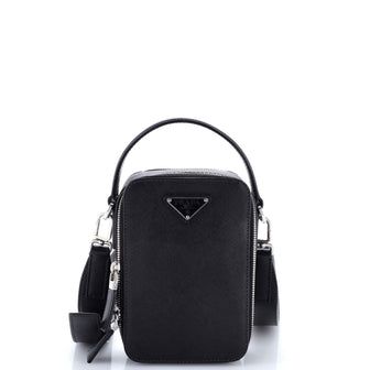 Prada Brique Vertical Crossbody Bag Saffiano Leather Small