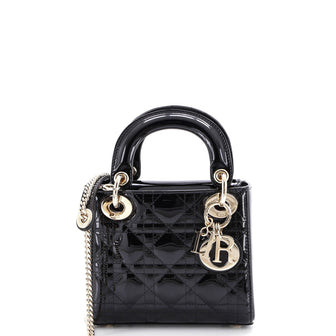 Christian Dior Lady Dior Chain Bag Cannage Quilt Patent Mini