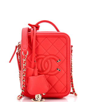 Chanel Filigree Vertical Vanity Case Quilted Caviar