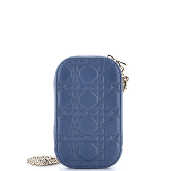Christian Dior Lady Dior Phone Holder on Chain Cannage Quilt Lambskin