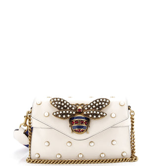 Gucci Broadway Pearly Bee Shoulder Bag Embellished Leather Mini