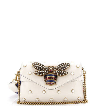 Gucci Broadway Pearly Bee Shoulder Bag Embellished Leather Mini