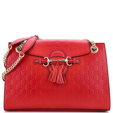 Gucci Emily Chain Flap Shoulder Bag Guccissima Leather Large