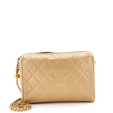 Chanel Vintage Diamond CC Camera Bag Quilted Caviar Small