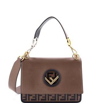 Fendi Kan I F Shoulder Bag Leather with Zucca Embossed Detail Medium