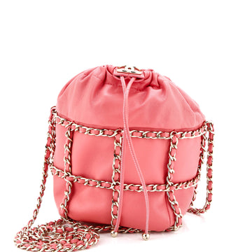 Chanel Chain Frame CC Drawstring Bucket Bag Lambskin Mini
