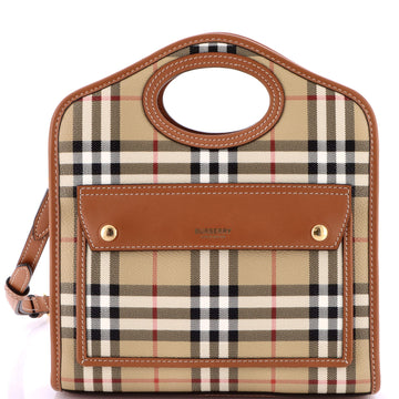 Burberry Pocket Tote Vintage Check Coated Canvas Mini