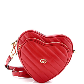 Gucci Interlocking G Heart Shoulder Bag Diagonal Quilted Leather Mini