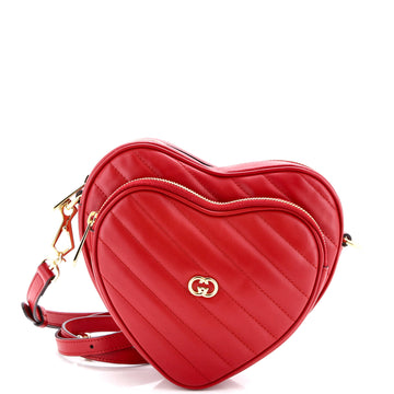 Gucci Interlocking G Heart Shoulder Bag Diagonal Quilted Leather Mini