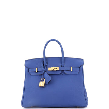 Hermes Birkin Handbag Blue Togo with Gold Hardware 25