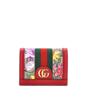 Gucci Ophidia Flap Card Case Flora GG Coated Canvas
