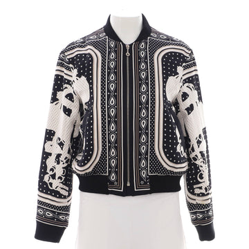 Hermes Women's Zip Bomber Jacket Printed Silk