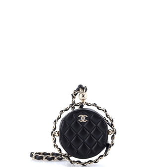 Chanel Frame Chain Around Round Clutch with Chain Quilted Lambskin Mini