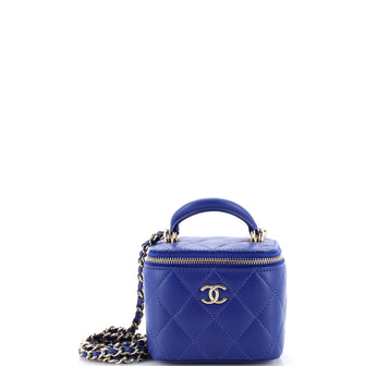 Chanel Classic Top Handle Vanity Case with Chain Quilted Lambskin Mini