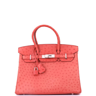 Hermes Birkin Handbag Pink Ostrich with Palladium Hardware 30