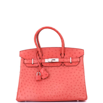 Hermes Birkin Handbag Pink Ostrich with Palladium Hardware 30