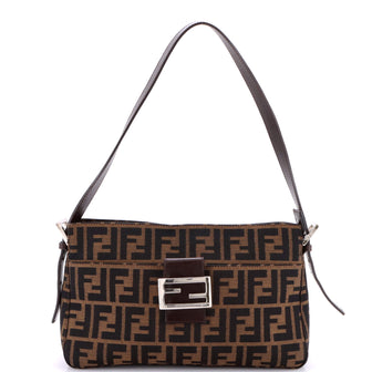 Fendi Vintage Pocket Shoulder Bag Zucca Canvas Small