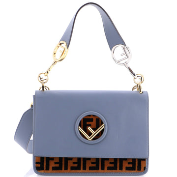 Fendi Kan I F Shoulder Bag Leather and Zucca Velvet Medium