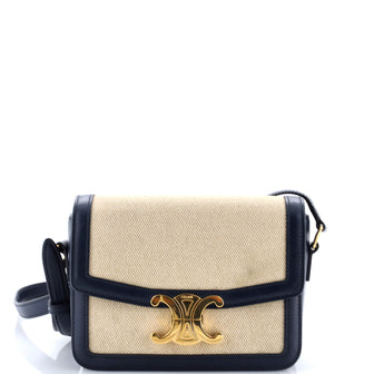 Celine Triomphe Shoulder Bag Canvas with Leather Teen
