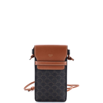 Celine Phone Pouch Crossbody Triomphe Coated Canvas and Leather