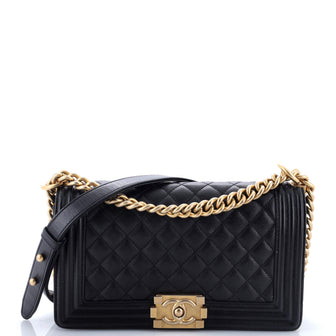 Chanel Boy Flap Bag Quilted Caviar Old Medium