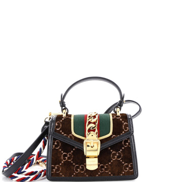 Gucci Sylvie Top Handle Bag GG Velvet Mini