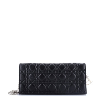 Christian Dior Lady Dior Convertible Chain Clutch Cannage Quilt Leather Long