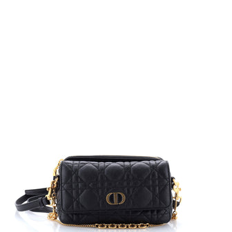 Christian Dior Caro Flap Double Pouch Crossbody Bag Cannage Quilt Calfskin