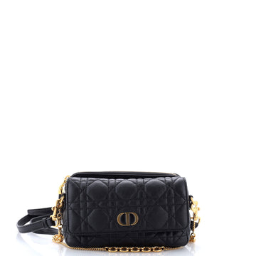 Christian Dior Caro Flap Double Pouch Crossbody Bag Cannage Quilt Calfskin