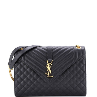 Saint Laurent Classic Monogram Envelope Satchel Mixed Matelasse Leather Large