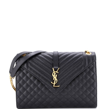 Saint Laurent Classic Monogram Envelope Satchel Mixed Matelasse Leather Large