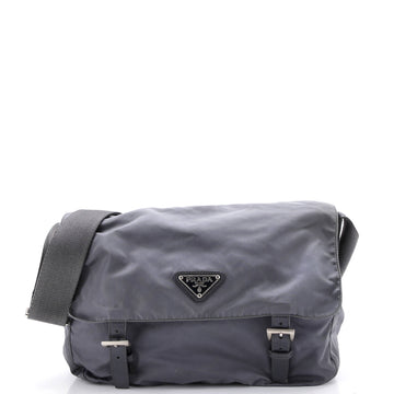 Prada Double Buckle Flap Messenger Bag Tessuto Large